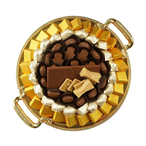 Plateau de chocolat en métal plaqué or de la plus grande qualité Plateau de service pour desserts au chocolat design feuille vintage pour cadeau de mariage - Product Image 6