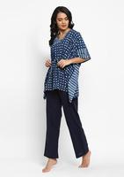 Créateur de mode Lady Elegance Imprimé Col V Femmes Caftan Tunique Top