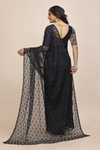 SITARA WINE Bollywood Art Soie Imprimé Floral Prêt-à-Porter Saree avec Blouse Non Cousue pour Fête d'Hiver Festive Wear - Product Image 2