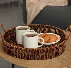 Hot Trend Elegant Dining Kitchen Serving Tray Carrying <b>Handles</b> Handwoven Rattan Hot Trend Shape Decorative Eco-Friendly Made - Product Image 5