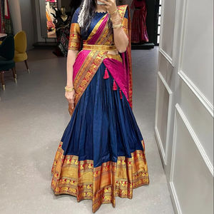 Nuevo Lanzamiento de Sari de lino indio de longitud larga para adultos, mujeres y niñas, tela hermosa suave pura con Color brillante, ropa de diseño agradable - Product Image 5