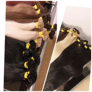 Extensions de cheveux vierges Remy sans nœuds, haute qualité, liens en kératine, pointe plate, lisses, blondes, couleur personnalisée, origine Vietnam - Product Image 1