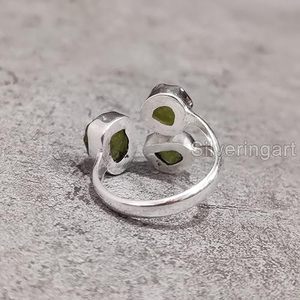 Anillo de Plata de Ley 925 con Peridoto Natural, Piedra de Nacimiento de Agosto, 3 Piedras, Joyería Hecha a Mano para Navidad - Product Image 6