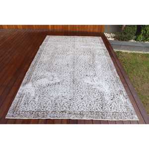 Alfombra de 5.4x9.1 pies, Alfombra Turca Vintage Grande, Alfombra de Lana Blanca - Product Image 1