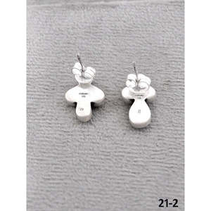 Southwest Style Cotton Candy Turquoise & Sterling <b>Silver</b> <b>Stud</b> Earrings Bezel Setting Flower Pattern Post Earrings - Product Image 4