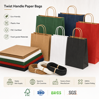 Sac en papier kraft marron de luxe sur mesure avec poignée torsadée, logo pizza, pour la restauration, les boulangeries, les cafés, les magasins de détail - Emballage en gros