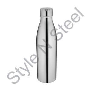 Bouteille d'eau électro en acier couleur argent Bouteille d'eau sous vide Bouteille d'eau chromo à paroi unique en acier inoxydable nervuré - Product Image 1