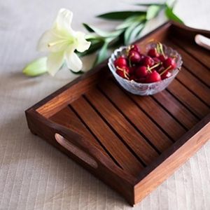 ถาดเสิร์ฟไม้ชีแชมทำมือ ขัดเงาอย่างดี |   เครื่องครัวไม้ที่เป็นมิตรกับสิ่งแวดล้อม ทนทาน สำหรับของว่าง ชา กาแฟ และการรับประทานอาหาร - Product Image 2