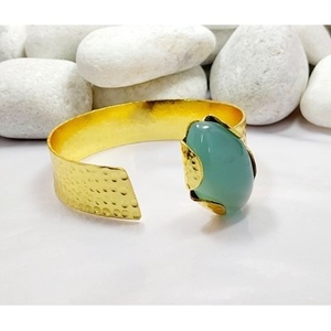Brass Gold Plated Amethyst Gemstone Fashion Cuff <b>Bracelets</b> - Product Image 2