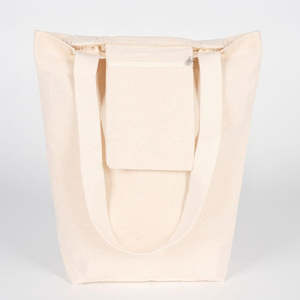 Sac fourre-tout en toile naturelle de 10 oz avec poignées tissées, couleur unie, taille 14 x 16 x 4 (35 x 40 x 10 cm) - Product Image 5