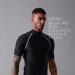 Vente en gros de chemises de compression à manches courtes Protège-éruption respirant sur mesure pour hommes Protège-éruption OEM - Product Image 2