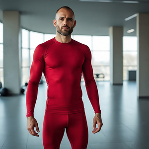 <b>Mens</b> 100% Polyester <b>Swim</b> <b>Shirt</b> <b>Men</b> Crew Neck Long Sleeve Compression <b>Shirt</b> <b>Men's</b> Gym Fitness Wear Rash Guard - Product Image 4