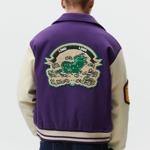 Wholesale Custom Woolen Leather Varsity Jackets <b>Stand</b> Winter High Street <b>Work</b> Style Chenille Embroidery Heated Features Men's - Product Image 4