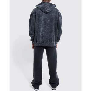 Sweat à capuche zippé vintage personnalisé en coton mélangé, effet délavé, pour homme et femme, style streetwear - Product Image 5