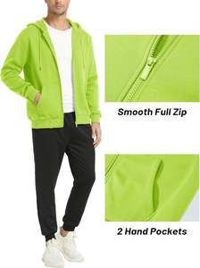 Sweat-shirt à capuche zippé en polaire personnalisé pour hommes Full Zip Up Streetwear Sweat-shirt d'hiver surdimensionné avec poche kangourou - Product Image 3