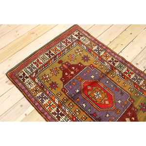 พรมตุรกีวินเทจขนาด 3x4.8 ฟุต พรมขนาดเล็ก พรมขนสัตว์สีแดง - Product Image 4