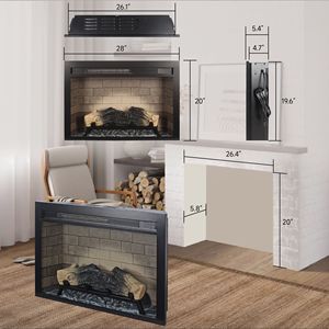 Brand New 28-Inch <b>Electric</b> <b>Fireplace</b> <b>Insert</b> Multicolored LED Flames Glass Metal Remote Control Built-Ins for Household Hotel - Product Image 3