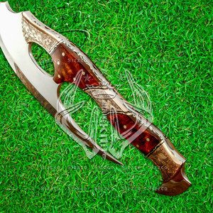 Hacha Barbuda de acero D2 Tang completa personalizada para caza, hacha Real Tomahawk con mango grabado y Funda de cuero, regalo Ideal - Product Image 4