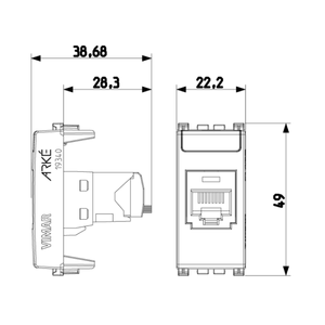Panduit CAT5E UTP Mini-Com Vimar Arkè 19340,1 RJ45 Enchufe Gris Conector Ethernet Conectores Paquete de 1 - Product Image 2