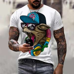 2025 3D imprimé hommes T-shirt Hip-hop Style T-shirt à manches courtes haut rue col rond été décontracté - Product Image 2