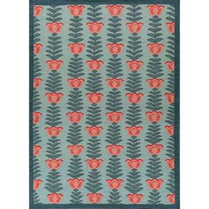 พรมขนสัตว์ทอลายดอกไม้สีน้ำเงิน Orenda แบบแบน สำหรับตกแต่งห้องนั่งเล่นในบ้าน ขนาด 9x12 ฟุต เหมาะสำหรับห้องโถง สำหรับวัยรุ่น - Product Image 1