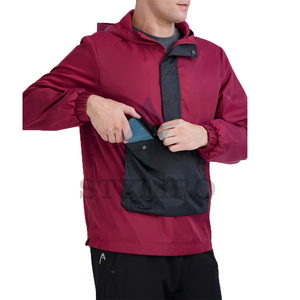 Veste coupe-vent pour homme avec logo personnalisé brodé sur le devant, imperméable, à capuche, 100% polyester - Product Image 3