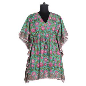 Bloc imprimé sans manches Maxi coton indien Maxi robes pour femmes KFCS013 coton été Maxi robes 100% organique porter concepteur - Product Image 3