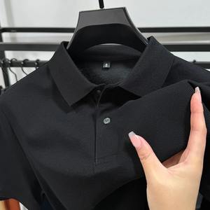 2025 nouveaux polos à manches courtes pour hommes Spot 220g décontracté respirant 95% Polyester affaires couleur unie hommes polos OEM - Product Image 4