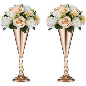 Florero de boda de estilo moderno de lujo Acabado en oro alto Logotipo personalizado Decoración de centro de mesa de boda al por mayor - Product Image 2