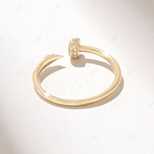 แหวนหมั้นเพชรธรรมชาติหรูหราแฟชั่น,แหวนเปิดวินเทจหรูหรา14K แหวนทองดีไซน์ไม่เหมือนใคร - Product Image 6