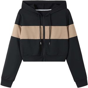 Sudadera corta con capucha para mujer, de alta calidad, informal, con cremallera - Product Image 5