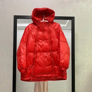 เสื้อโค้ทสตรีขนาดใหญ่มีฮู้ดสีพื้นยาวปานกลางกันลมมีซิป3แบบใหม่แจ็กเก็ตเป็ดสีขาวแฟชั่นฤดูใบไม้ร่วงฤดูหนาว - Product Image 6