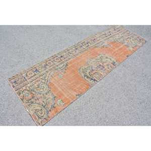 Tapis vintage, tapis turc 2,6x8,7 pieds, tapis oriental en laine orange - Product Image 2