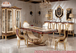 Juego de mesa de comedor tallada a mano, de madera maciza europea, estilo turco, clásico - Product Image 6