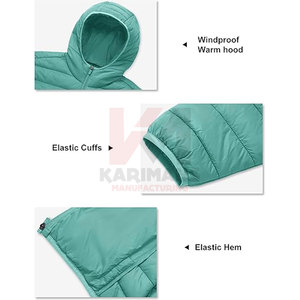 Veste matelassée pour homme Manteau léger et isolé à capuche pour l'automne, l'hiver et l'extérieur Vêtements de couleur personnalisés Impression bouffante - Product Image 6