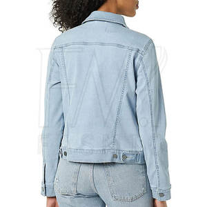 Veste en jean femme courte personnalisable avec col rabattu classique à manches longues et haut extérieur en tricot grande taille - Product Image 6