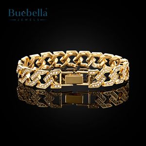 18K <b>Gold</b> Plated 14mm Iced Cuban Link <b>Bracelet</b> Hip Hop Style Moissanite <b>Bracelet</b> for Women and <b>Men</b> - Product Image 2