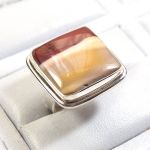 Plata de Ley 925 boda encantador mookaite jaspe 925 plata esterlina estampada anillos de alta pulido anillos de joyería para mujeres - Product Image 6