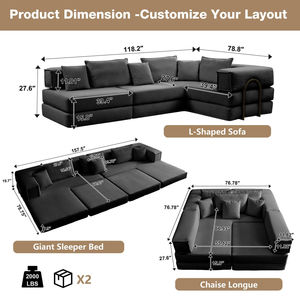 Nouveaux produits uniques 2026 à vendre en ligne – Canapé-lit compact en forme de L, personnalisable, faible MOQ, idéal pour les petits appartements - Product Image 4