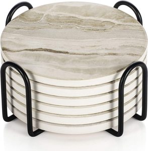 Wooden <b>Coasters</b> for <b>Drinks</b> Natural Wood <b>Drink</b> <b>Coasters</b> Set with Holder for Modern Home Decor <b>Coasters</b> for Coffee Table 2023 - Product Image 5