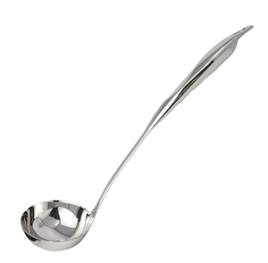 Cucharón de sopa de acero inoxidable de grado Chef con vajilla con acabado brillante Juego de utensilios de cocina para restaurante - Product Image 1