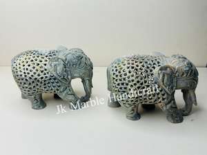 Elegante elefante hecho a mano Showpiece mármol tallado decoración del hogar amor fuerza suerte símbolo Animal estilo pintado hecho piedra - Product Image 6