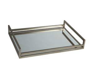 AK Brass <b>Round</b> Metal Vanity Tray In Gold Antique Finished With <b>Glass</b> Customized Tray For <b>Table</b> Decor / Kitchenware Item - Product Image 4