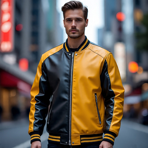 Veste universitaire en cuir de vachette véritable matelassée High Street pour hommes manteaux en cuir pour hommes - Product Image 5