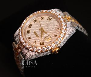 เพชรโมอิส VVS1สุดหรูสายคาดสีทองทุกเส้นนาฬิกาฮิปฮอปเย็นออกผ่านเครื่องทดสอบเพชรนาฬิกาที่ดูดีทั้งสำหรับผู้ชายและผู้หญิง - Product Image 2