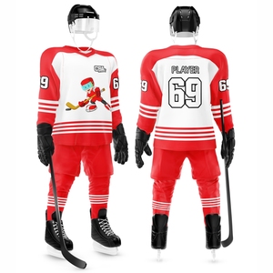 Personalizado de aparejos sarga bordado adulto poliéster hockey sobre hielo uniforme nombre del equipo y logotipo de impresión profesional de hockey sobre hielo Jersey - Product Image 1