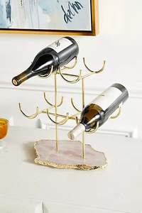 Square Shaped Iron Wire Bottle Stand Gold Powder Coated Top Quality Elegant Style Wholesale <b>Wine</b> <b>Rack</b> American Bar Uses - Product Image 4