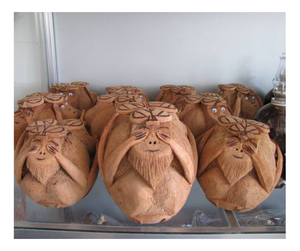 Traditional Monkey Coconut Art Handcrafted Coco Shell <b>Statues</b> Exclusive Monkey Coconut Decor from Vietnam Artisans For export - Product Image 1