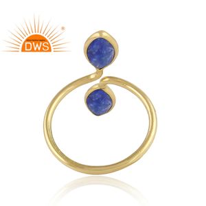 Superventas plata esterlina 18K chapado en oro Natural lapislázuli piedra preciosa anillo ajustable joyería para mujer regalo para ella - Product Image 3