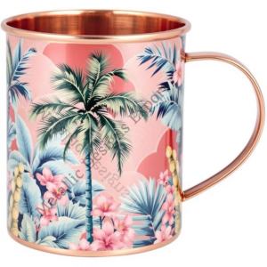 Chic cuivre tasse droite élégant choix de cadeau en métal Durable avec superbe autocollant Tropical Art pour boire des boissons chaudes - Product Image 3
